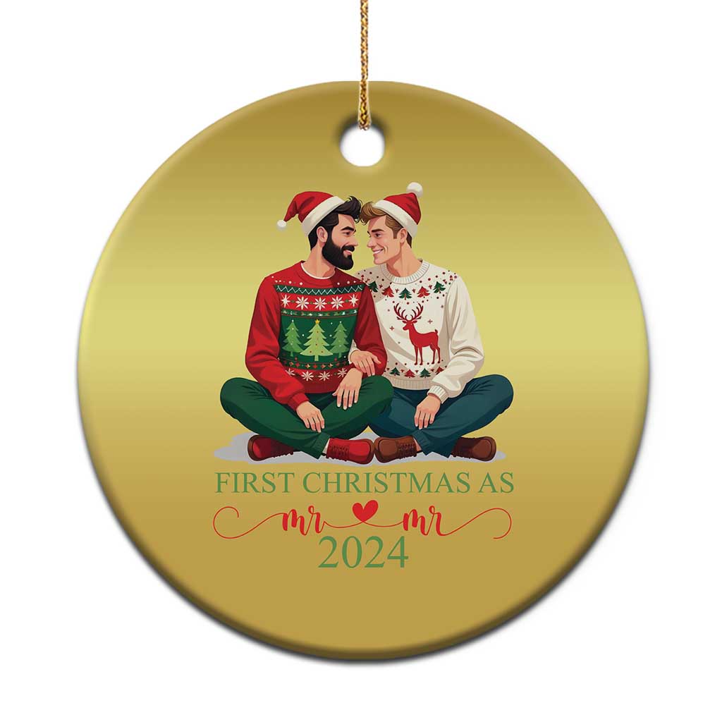 Our First Christmas As Mr Mr 2024 Christmas Ornament LGBT Gay Couple Xmas TS09 Print Your Wear