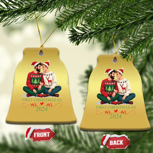 Our First Christmas As Mr Mr 2024 Christmas Ornament LGBT Gay Couple Xmas TS09 Bell Flake Gold Print Your Wear