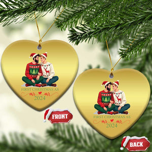 Our First Christmas As Mr Mr 2024 Christmas Ornament LGBT Gay Couple Xmas TS09 Heart Gold Print Your Wear