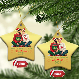 Our First Christmas As Mr Mr 2024 Christmas Ornament LGBT Gay Couple Xmas TS09 Star Gold Print Your Wear