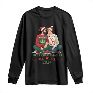 Our First Christmas As Mr Mr 2024 Long Sleeve Shirt LGBT Gay Couple Xmas TS09 Black Print Your Wear