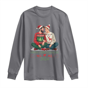 Our First Christmas As Mr Mr 2024 Long Sleeve Shirt LGBT Gay Couple Xmas TS09 Charcoal Print Your Wear