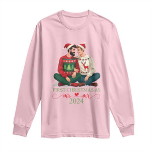 Our First Christmas As Mr Mr 2024 Long Sleeve Shirt LGBT Gay Couple Xmas TS09 Light Pink Print Your Wear