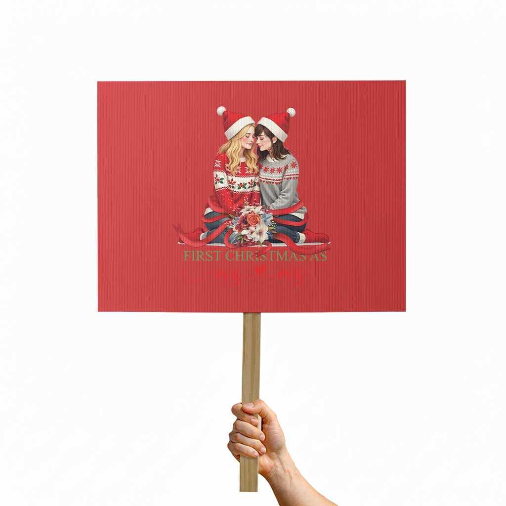 Our First Christmas As Mrs Mrs Protest Sign LGBT Les Couple Xmas TS09 Horizontal 18