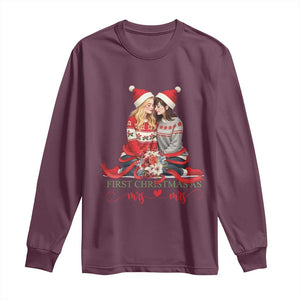 Our First Christmas As Mrs Mrs Long Sleeve Shirt LGBT Les Couple Xmas TS09 Maroon Print Your Wear