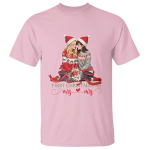Our First Christmas As Mrs Mrs T Shirt LGBT Les Couple Xmas TS09 Light Pink Print Your Wear