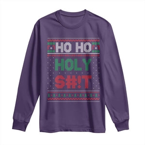 Funny Christmas Long Sleeve Shirt Ho Ho Holy Shit TS09 Purple Print Your Wear