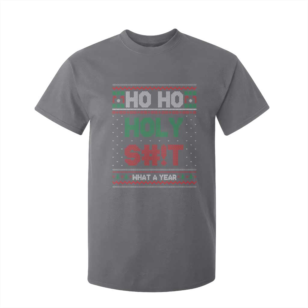 Funny Christmas T Shirt For Kid Ho Ho Holy S#!t What A Year - PrintYourWear Size: 2T Color: Charcoal