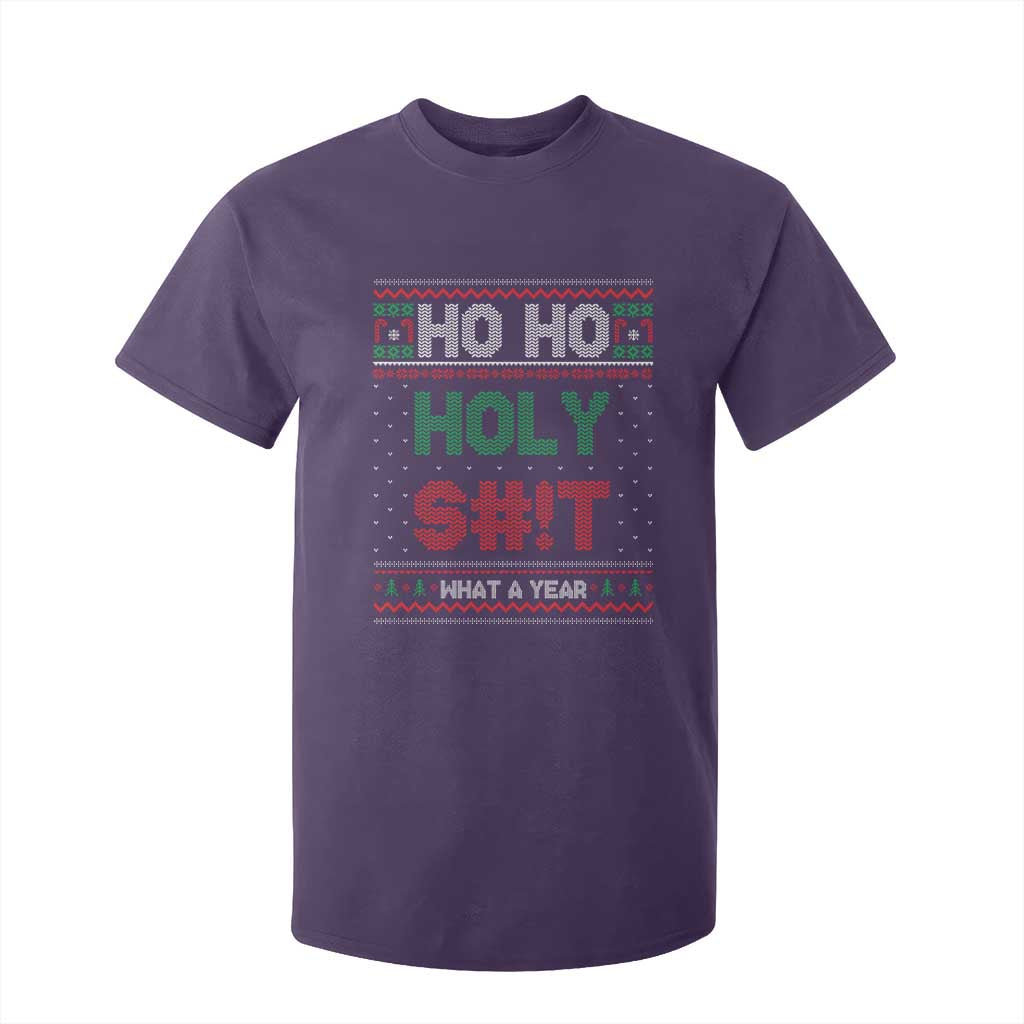 Funny Christmas T Shirt For Kid Ho Ho Holy S#!t What A Year - PrintYourWear Size: 2T Color: Purple