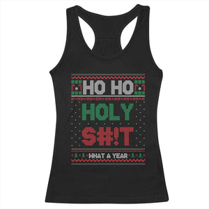 Funny Christmas Racerback Tank Top Ho Ho Holy S#!t What A Year - PrintYourWear Size: XS Color: Black