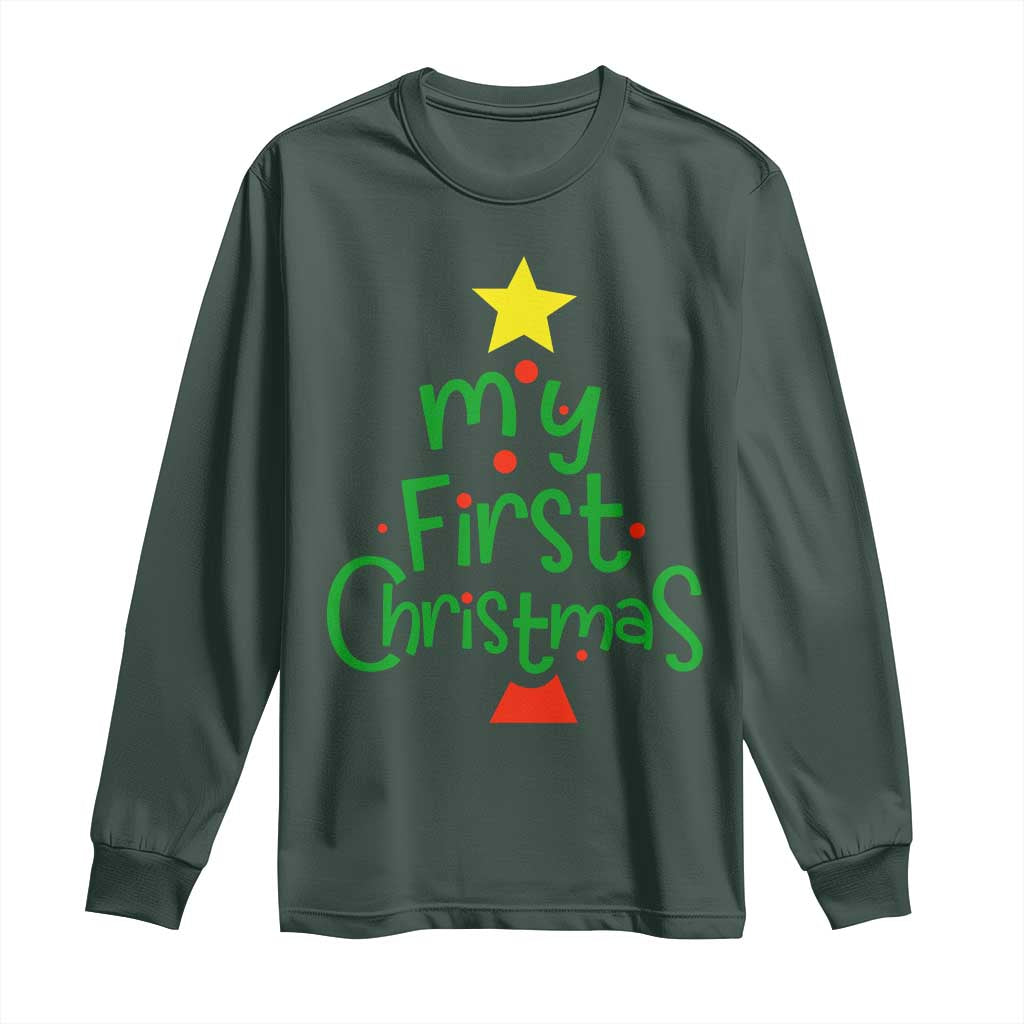 My First Christmas Family Matching Long Sleeve Shirt TS09 Dark Forest Green Print Your Wear