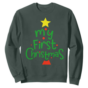 My First Christmas Family Matching Sweatshirt TS09 Dark Forest Green Print Your Wear