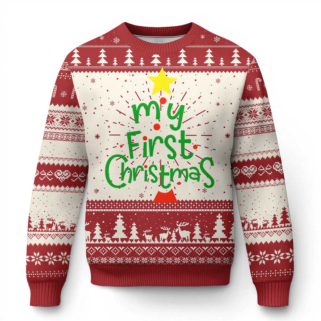 My First Christmas Family Matching Ugly Christmas Sweater TS09 Red Print Your Wear