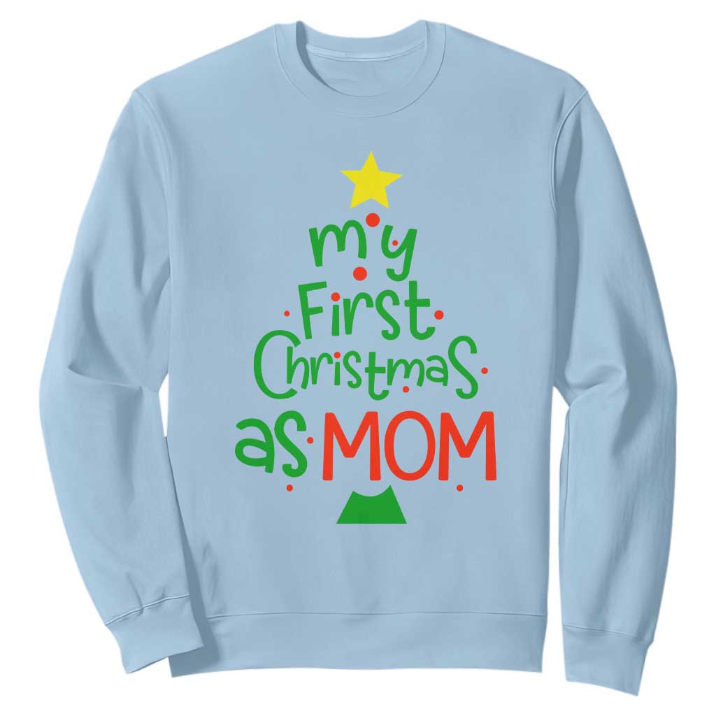 My First Christmas As Mom Family Matching Sweatshirt TS09 Light Blue Print Your Wear