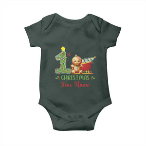 Personalized First Christmas Baby Onesie Custom Name Baby Gingerbread My 1st Xmas TS09 Dark Forest Green Print Your Wear