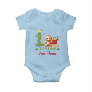 Personalized First Christmas Baby Onesie Custom Name Baby Gingerbread My 1st Xmas TS09 Light Blue Print Your Wear