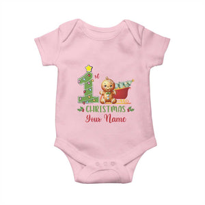 Personalized First Christmas Baby Onesie Custom Name Baby Gingerbread My 1st Xmas TS09 Light Pink Print Your Wear