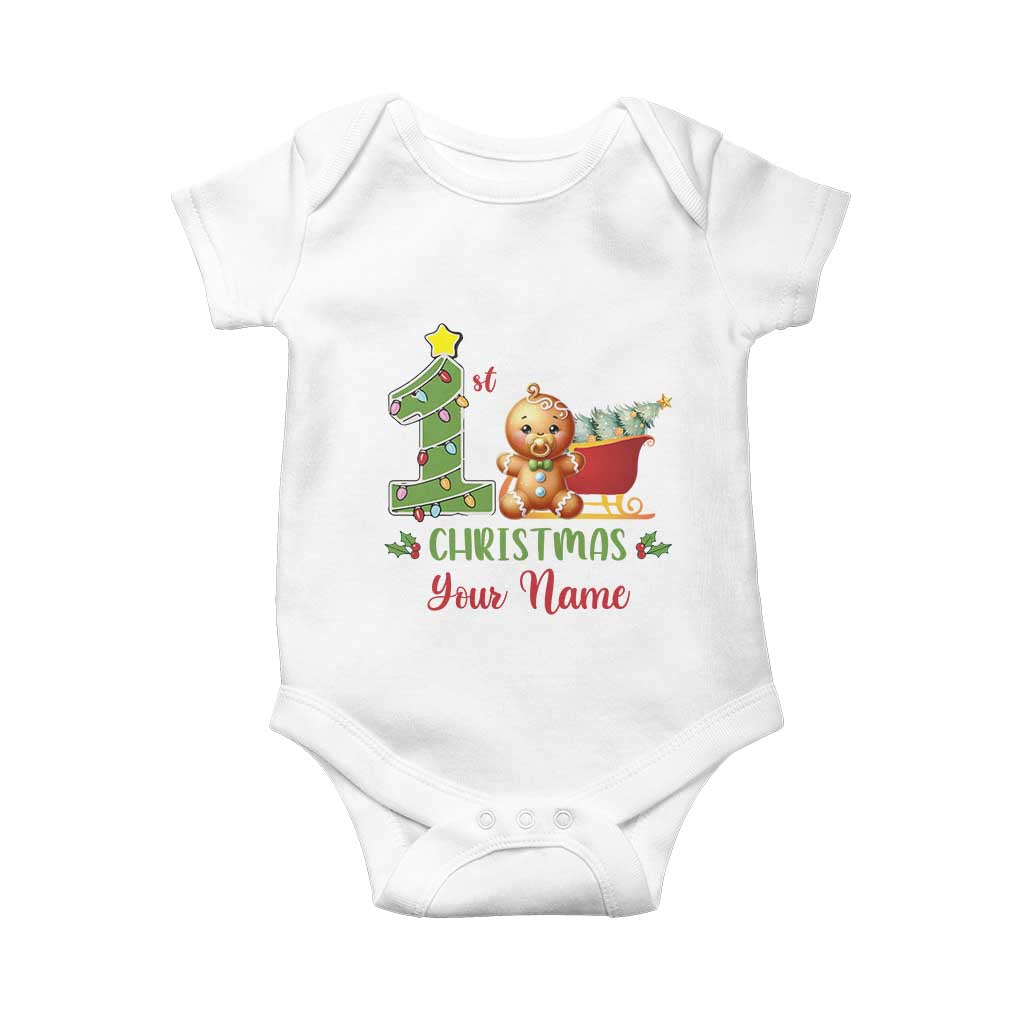 Personalized First Christmas Baby Onesie Custom Name Baby Gingerbread My 1st Xmas TS09 White Print Your Wear