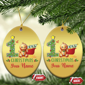 Personalized First Xmas Christmas Ornament Custom Name Baby Gingerbread My 1st Xmas TS09 Oval Gold Print Your Wear