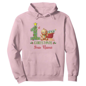 Personalized First Christmas Hoodie Custom Name Baby Gingerbread My 1st Xmas TS09 Light Pink Print Your Wear