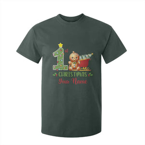 Personalized First Christmas T Shirt For Kid Custom Name Baby Gingerbread My 1st Xmas TS09 Dark Forest Green Print Your Wear