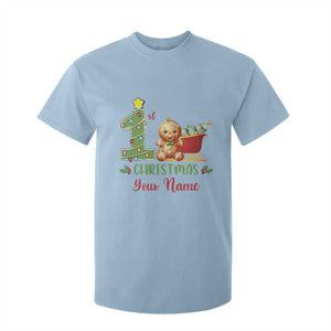 Personalized First Christmas T Shirt For Kid Custom Name Baby Gingerbread My 1st Xmas TS09 Light Blue Print Your Wear