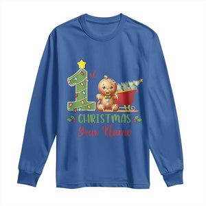 Personalized First Christmas Long Sleeve Shirt Custom Name Baby Gingerbread My 1st Xmas TS09 Royal Blue Print Your Wear