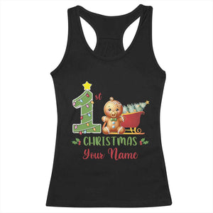 Personalized First Christmas Racerback Tank Top Custom Name Baby Gingerbread My 1st Xmas TS09 Black Print Your Wear