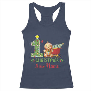 Personalized First Christmas Racerback Tank Top Custom Name Baby Gingerbread My 1st Xmas TS09 Navy Print Your Wear