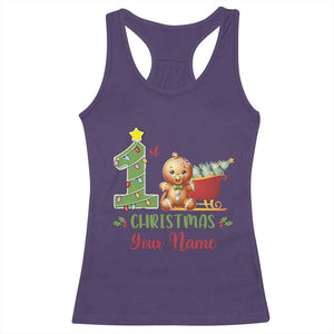 Personalized First Christmas Racerback Tank Top Custom Name Baby Gingerbread My 1st Xmas TS09 Purple Print Your Wear