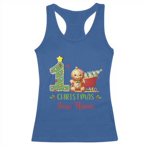 Personalized First Christmas Racerback Tank Top Custom Name Baby Gingerbread My 1st Xmas TS09 Royal Blue Print Your Wear