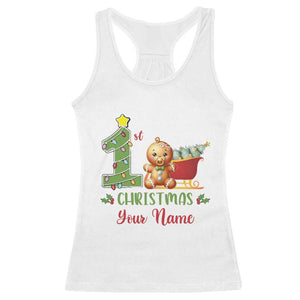 Personalized First Christmas Racerback Tank Top Custom Name Baby Gingerbread My 1st Xmas TS09 White Print Your Wear