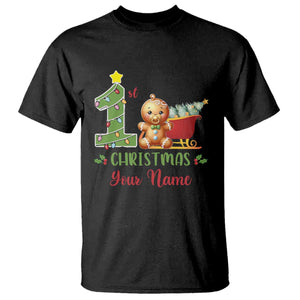 Personalized First Christmas T Shirt Custom Name Baby Gingerbread My 1st Xmas TS09 Black Print Your Wear