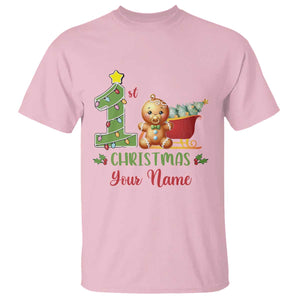 Personalized First Christmas T Shirt Custom Name Baby Gingerbread My 1st Xmas TS09 Light Pink Print Your Wear