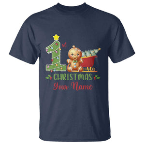 Personalized First Christmas T Shirt Custom Name Baby Gingerbread My 1st Xmas TS09 Navy Print Your Wear