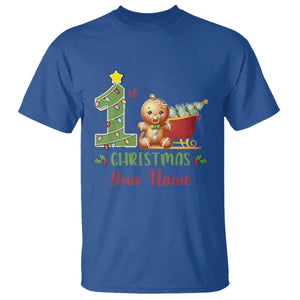 Personalized First Christmas T Shirt Custom Name Baby Gingerbread My 1st Xmas TS09 Royal Blue Print Your Wear