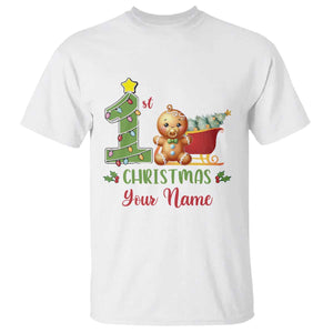 Personalized First Christmas T Shirt Custom Name Baby Gingerbread My 1st Xmas TS09 White Print Your Wear