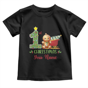 Personalized First Christmas Toddler T Shirt Custom Name Baby Gingerbread My 1st Xmas TS09 Black Print Your Wear