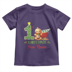 Personalized First Christmas Toddler T Shirt Custom Name Baby Gingerbread My 1st Xmas TS09 Purple Print Your Wear