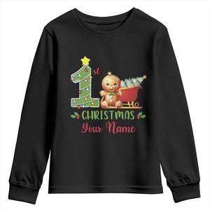 Personalized First Christmas Youth Sweatshirt Custom Name Baby Gingerbread My 1st Xmas TS09 Black Print Your Wear