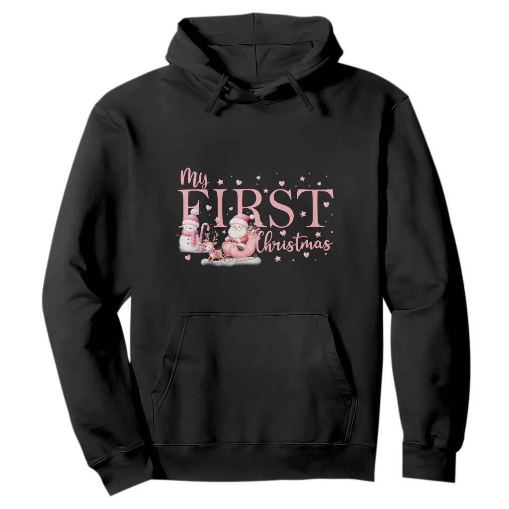 Cute First Christmas Hoodie Pink Santa Snowman TS09 Black Print Your Wear