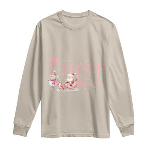 Cute First Christmas Long Sleeve Shirt Pink Santa Snowman TS09 Sand Print Your Wear