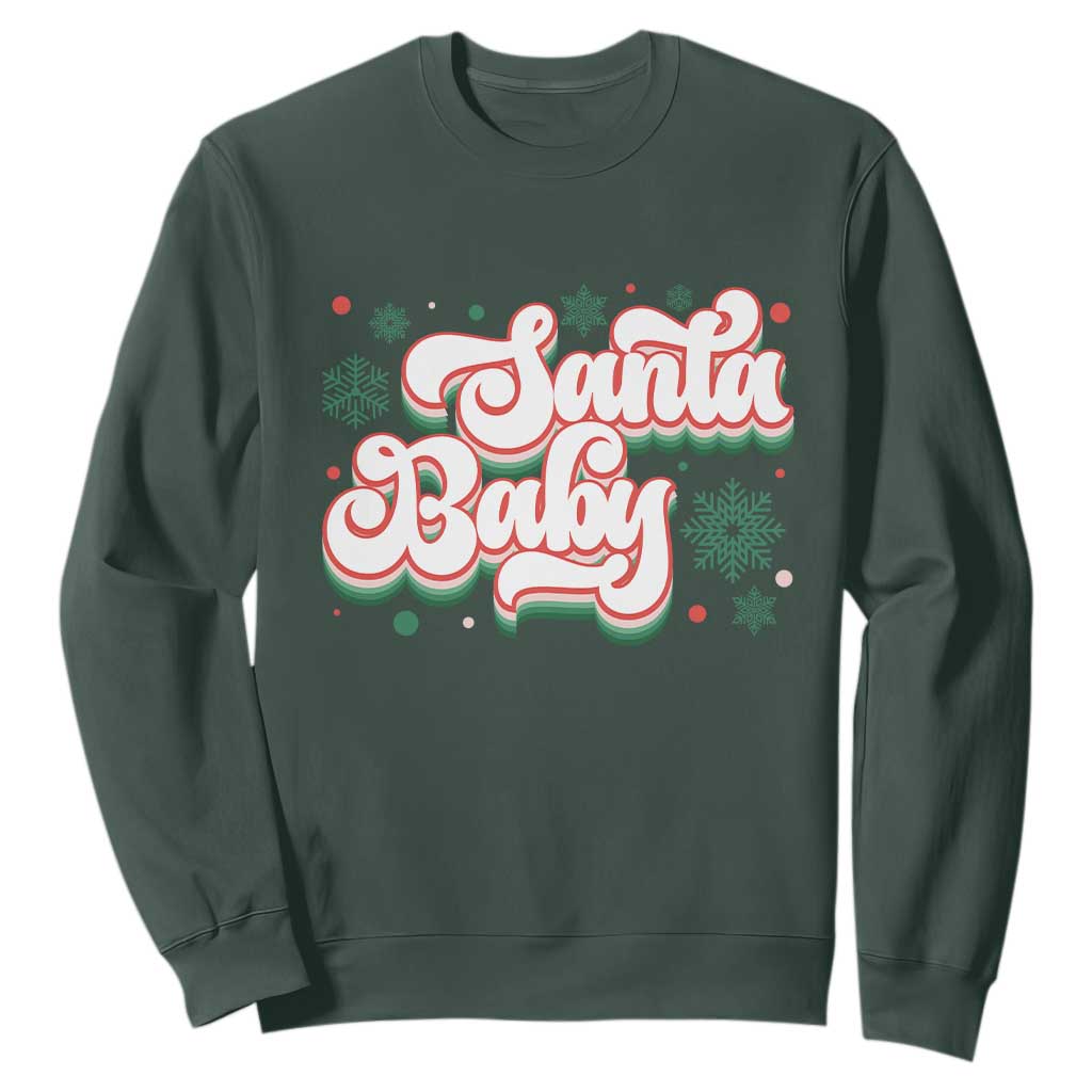 Funny Santa Baby Sweatshirt TS09 Dark Forest Green Print Your Wear