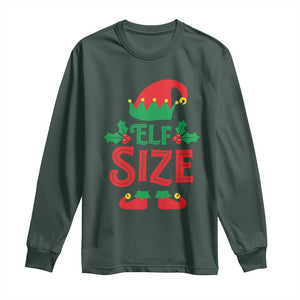 Cute First Christmas ELF Size Long Sleeve Shirt TS09 Dark Forest Green Print Your Wear