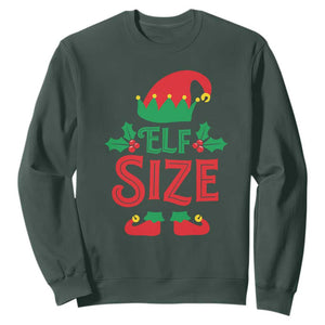 Cute First Christmas ELF Size Sweatshirt TS09 Dark Forest Green Print Your Wear