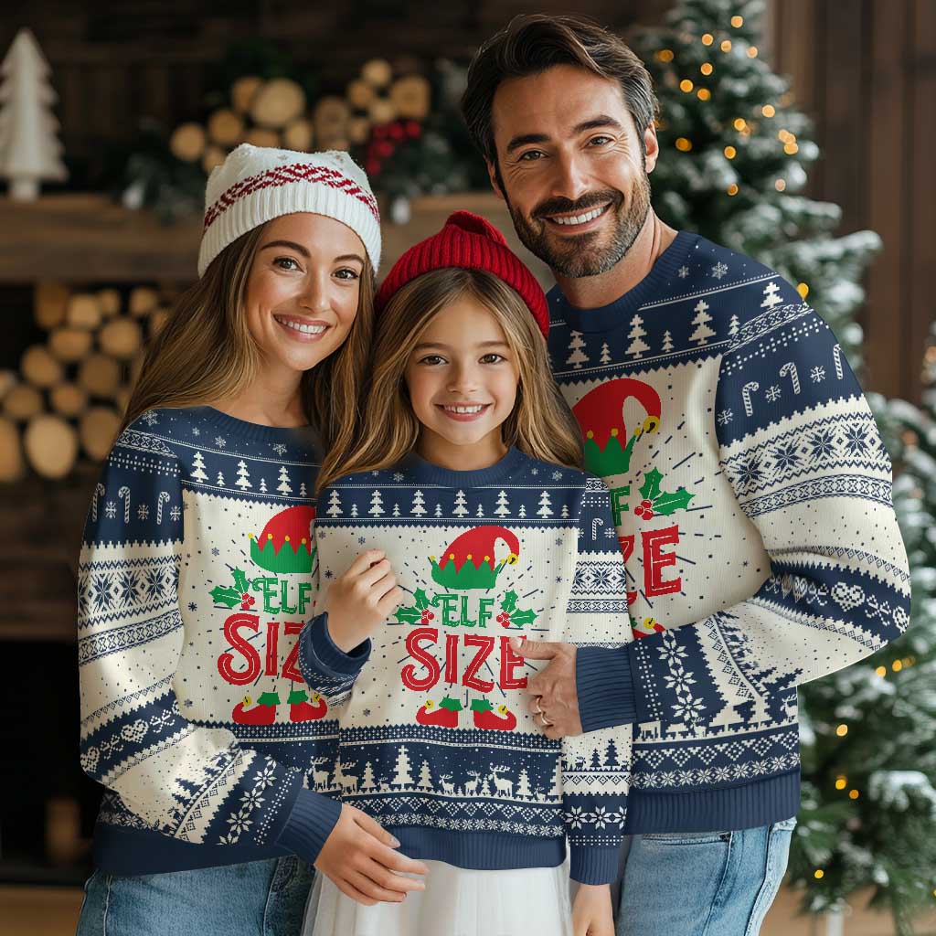 Cute First Christmas ELF Size Ugly Christmas Sweater TS09 Navy Print Your Wear