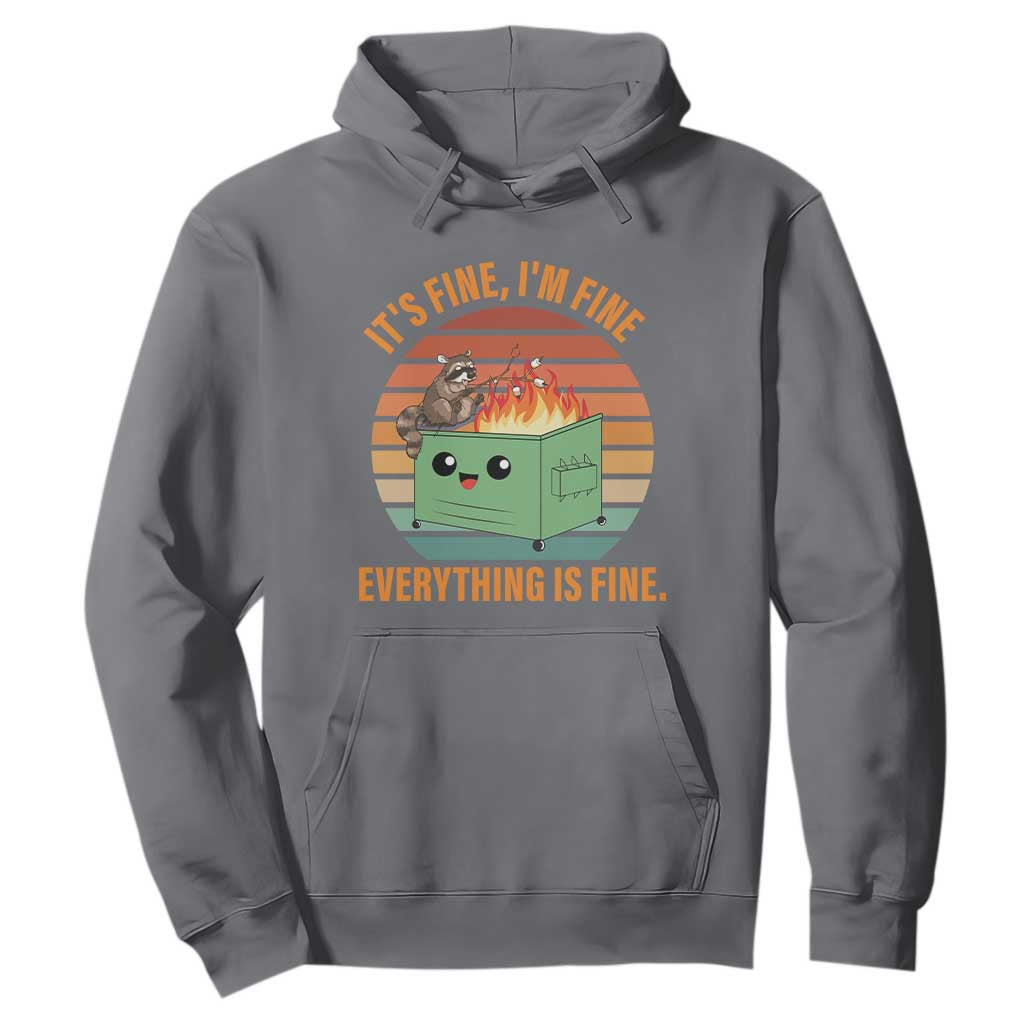 Funny Dumpster Fire Hoodie It's Fine I'm Fine Everything's Fine Raccoon TS09 Charcoal Print Your Wear