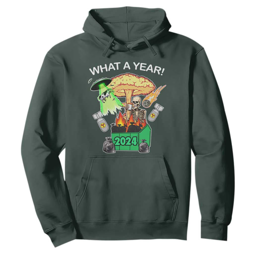 Funny Christmas What A Year Dumpster Fire Hoodie TS09 Dark Forest Green Print Your Wear