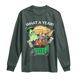 Funny Christmas What A Year Dumpster Fire Long Sleeve Shirt TS09 Dark Forest Green Print Your Wear