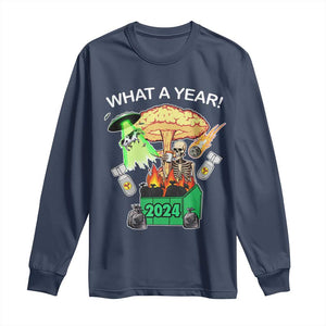 Funny Christmas What A Year Dumpster Fire Long Sleeve Shirt TS09 Navy Print Your Wear